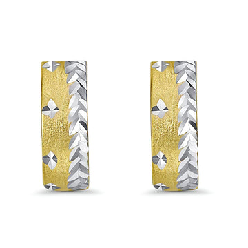 14K Two Tone Gold 5mm Huggies Earrings- Best Anniversary Birthday Gift for Her